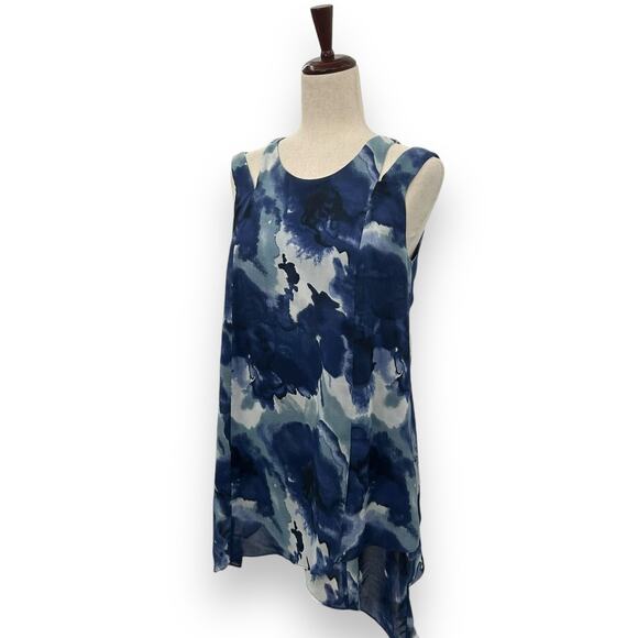 Soft Surroundings Top Size XS Blue Tunic Tank Boho Watercolor Layered Blouaw - Picture 4 of 12